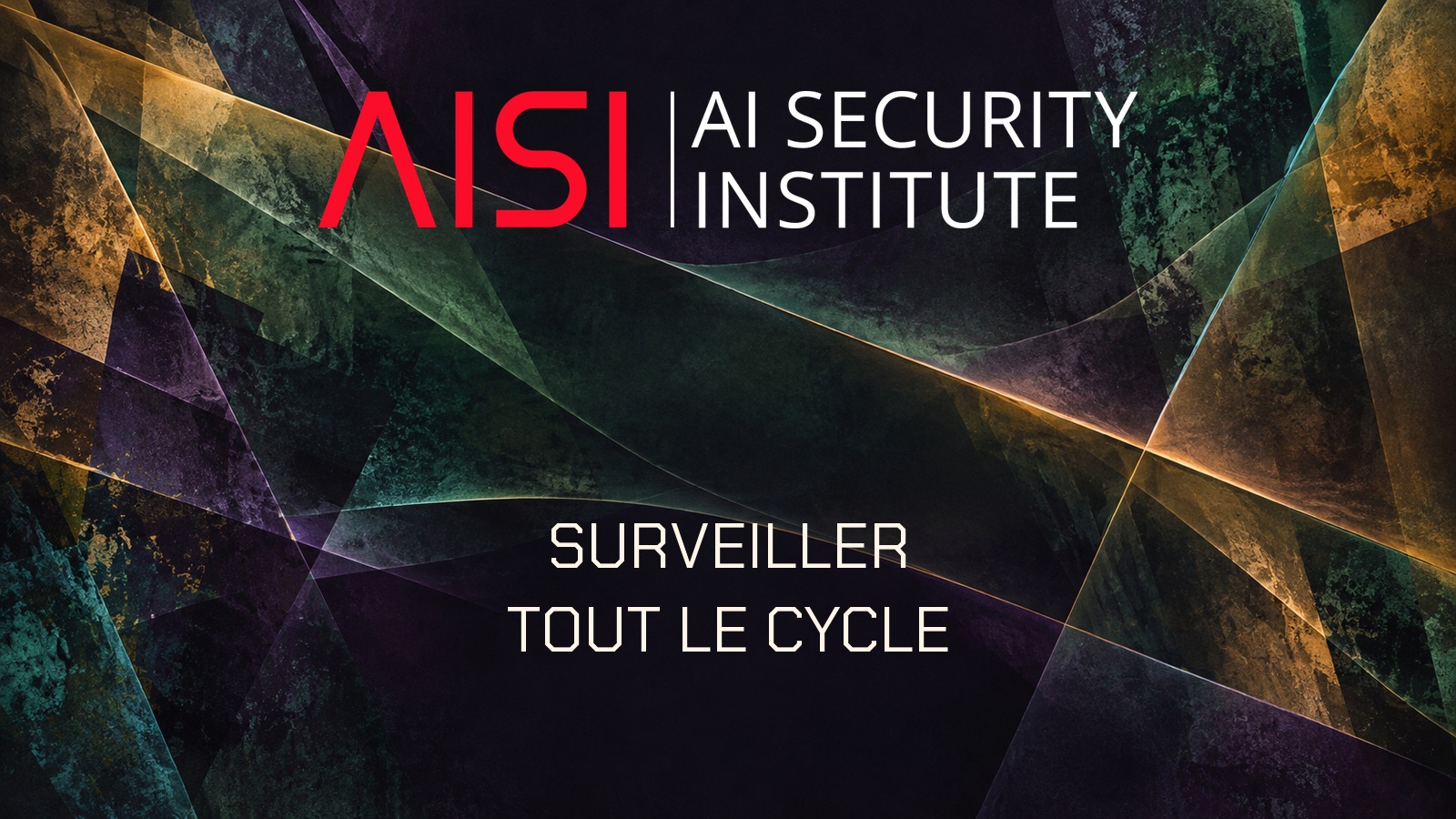 Logo officiel du sujet sur une composition architecture-peinte-violet-foret-ambre. Texte SURVEILLER. TOUT LE CYCLE.