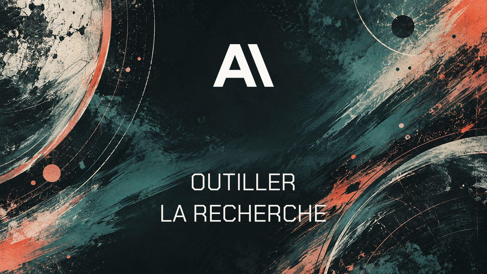 Symbole officiel Anthropic ivoire dans une composition scientifique abstraite vert sombre et corail