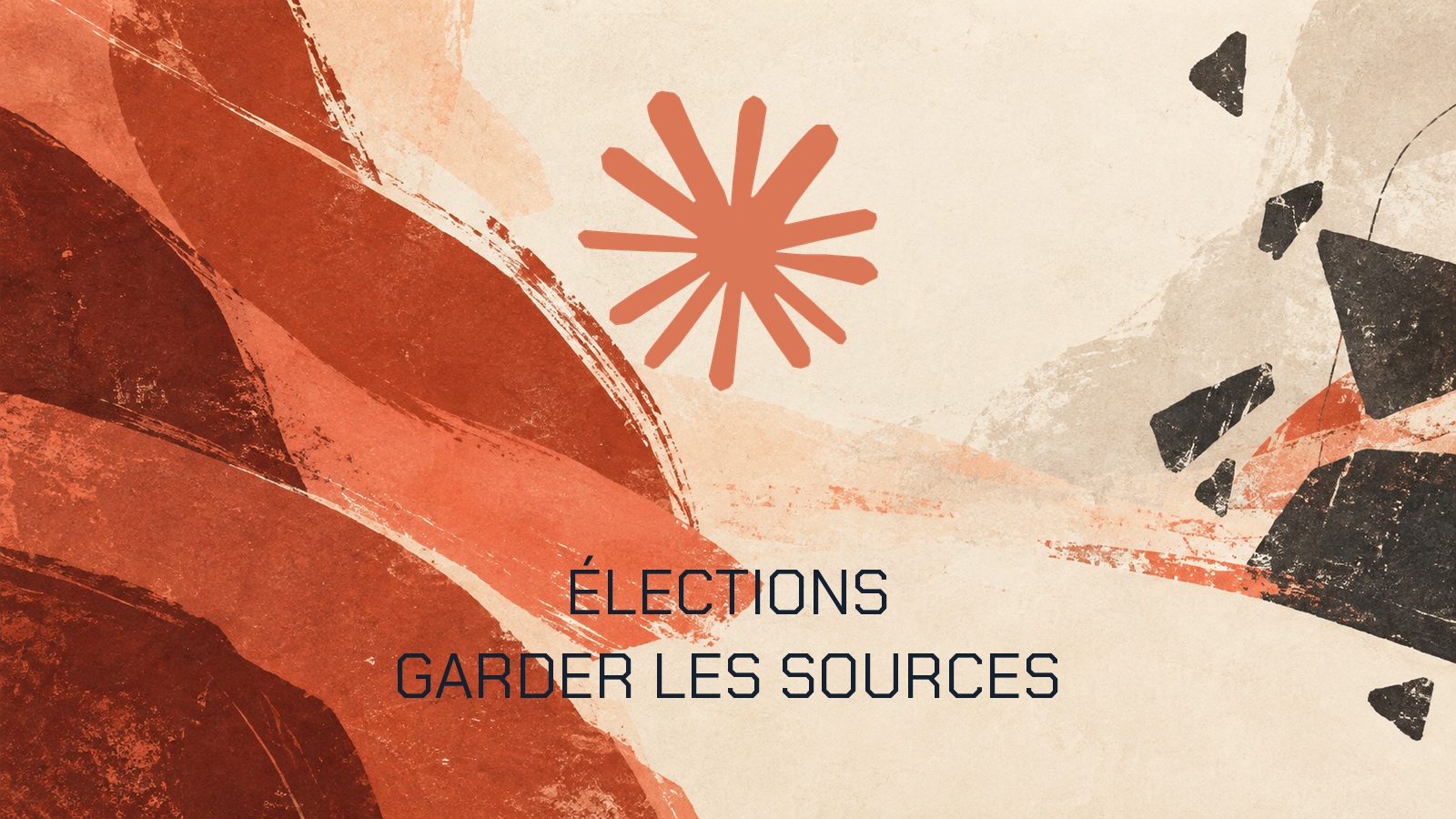 ÉLECTIONS GARDER LES SOURCES. Logo officiel Claude sur une composition originale.