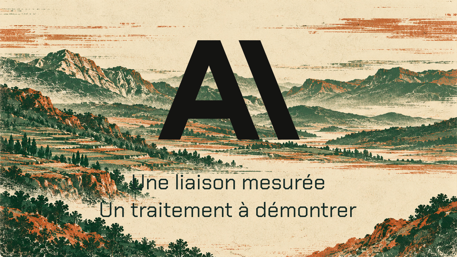 Monogramme Anthropic et phrase Une liaison mesurée, Un traitement à démontrer sur un paysage graphique distinct.