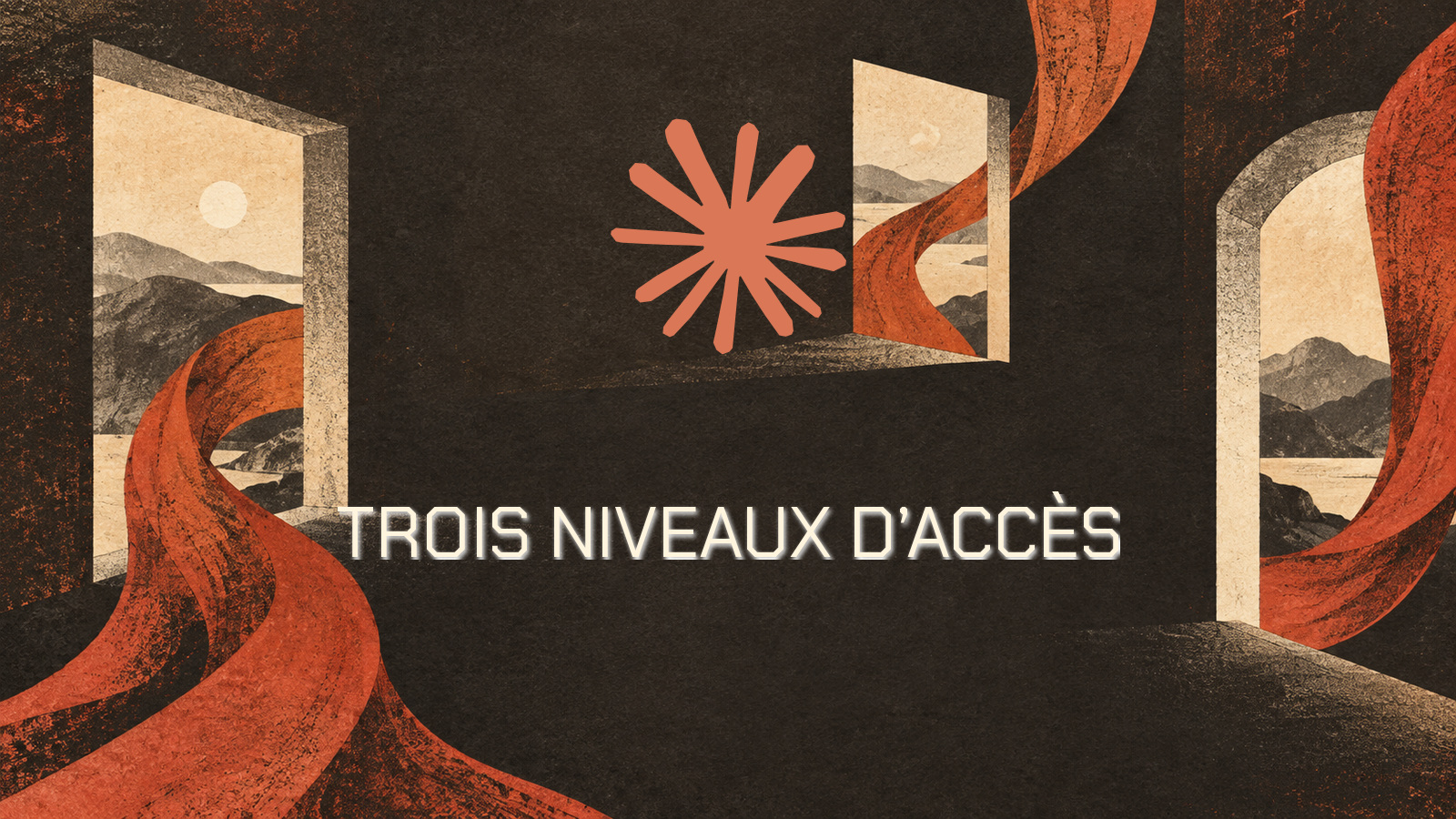 Logo Claude et phrase Trois niveaux d’accès dans une composition terracotta distincte