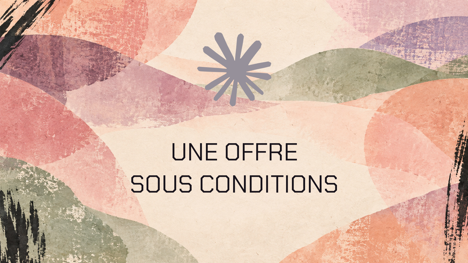 Symbole officiel Claude avec la phrase Une offre sous conditions sur une abstraction rose et violette