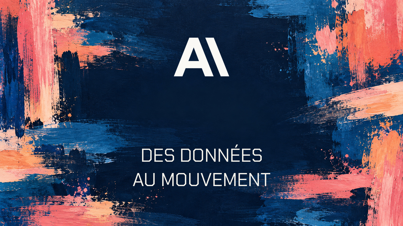 Logo Anthropic et texte Des données au mouvement sur des aplats bleu et rose