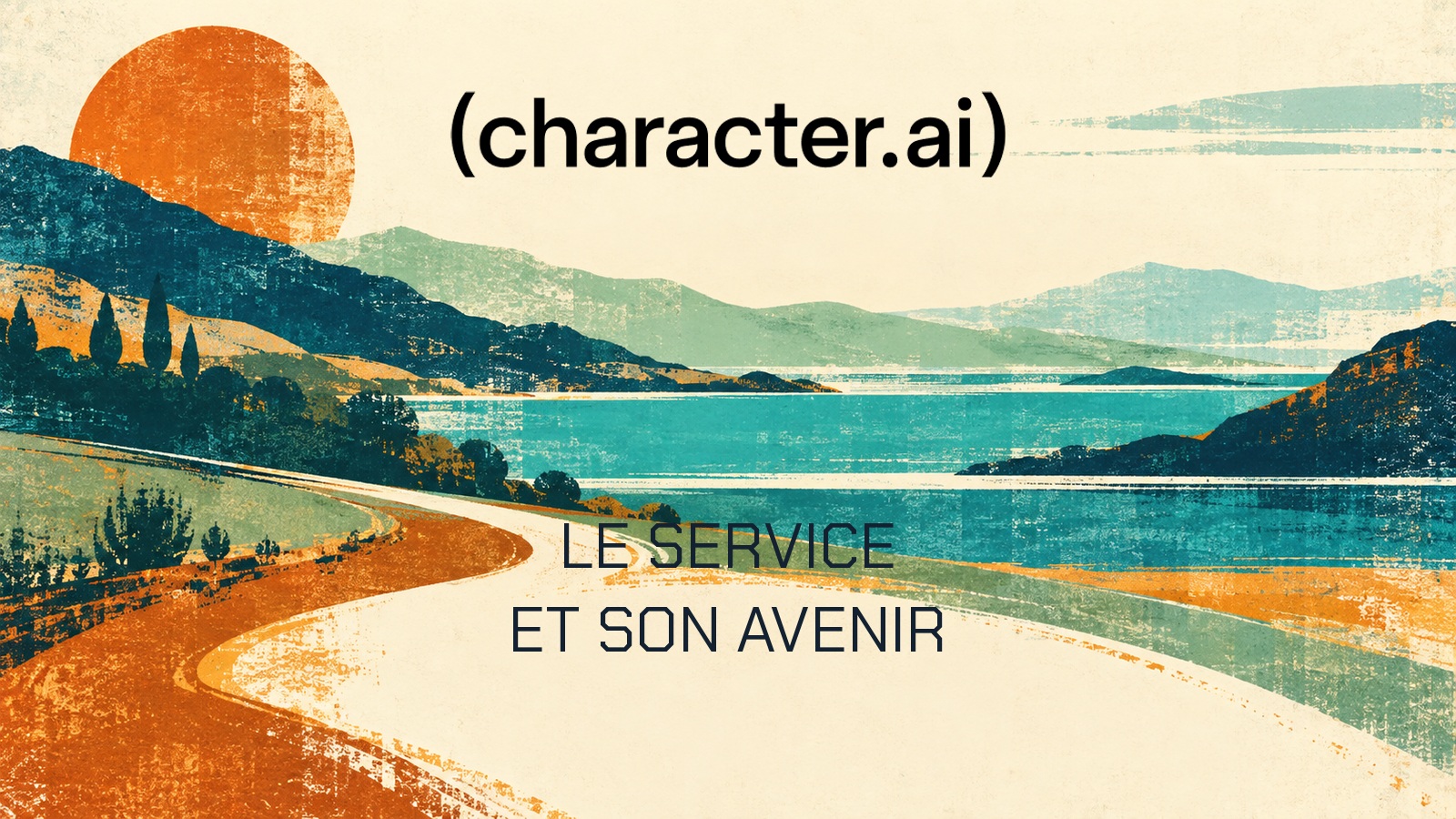 Logo officiel sur une composition serigraphie-ivoire-ambre-menthe-petrole. Texte LE SERVICE. ET SON AVENIR.